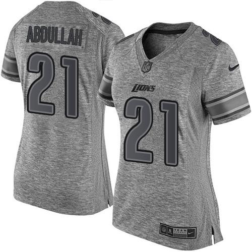 Nike Lions #21 Ameer Abdullah Gray Women's Stitched NFL Limited Gridiron Gray Jersey